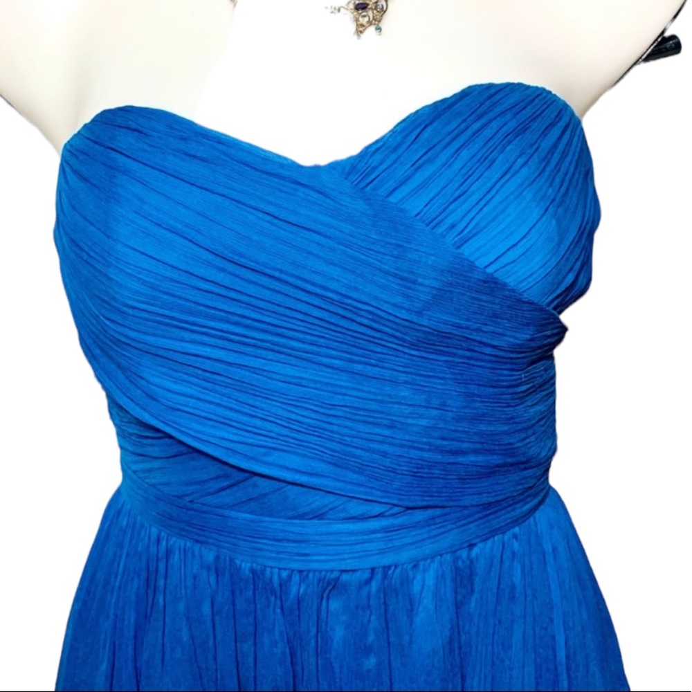 J Crew Silk Chiffon Bridesmaid Dress Strapless 2 Prom Party Wedding Cocktail - Picture 2 of 6